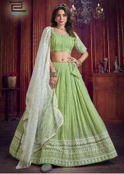 Greenish Georgette Designer Lehenga